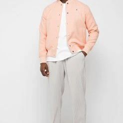 Man Jackets Crochet Flower Varsity Jacket - Pink