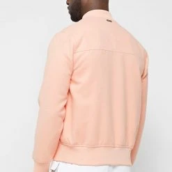 Man Jackets Crochet Flower Varsity Jacket - Pink