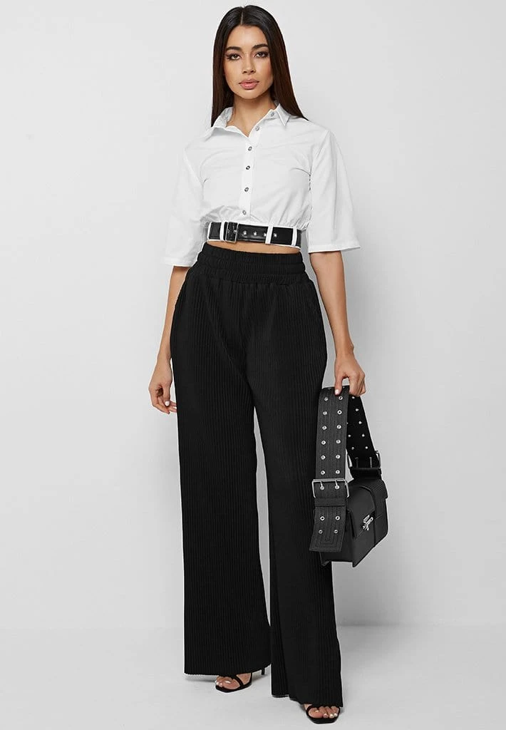 Woman Shirts Cropped Shirt With Belt - White
