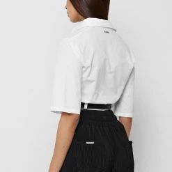 Woman Shirts Cropped Shirt With Belt - White