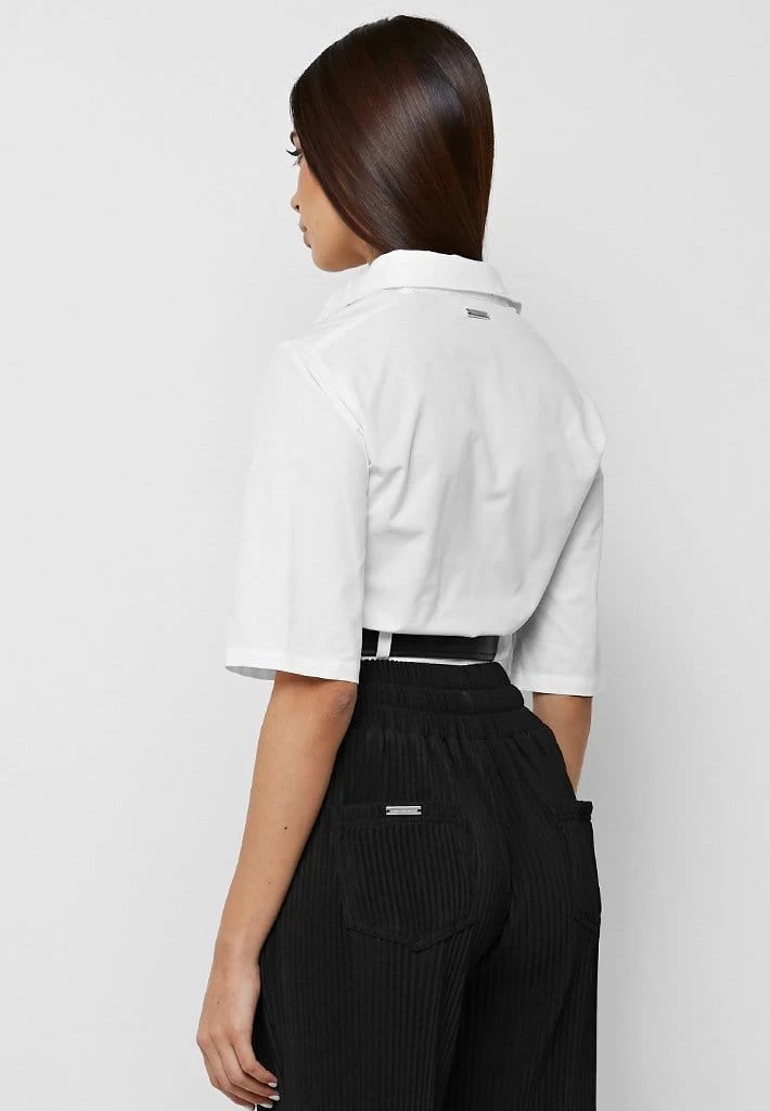 Woman Shirts Cropped Shirt With Belt - White
