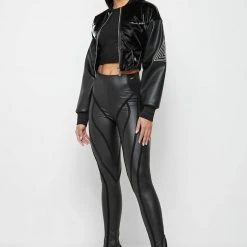 Woman Jackets Corset Varsity Jacket - Black