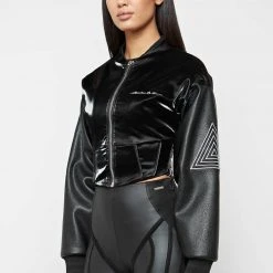 Woman Jackets Corset Varsity Jacket - Black