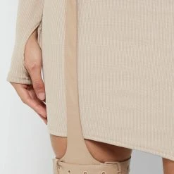 Woman Dresses Cut Out Suspender Dress - Beige