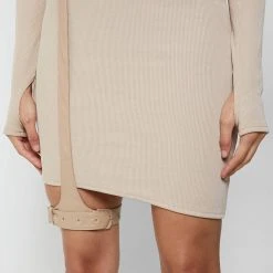 Woman Dresses Cut Out Suspender Dress - Beige