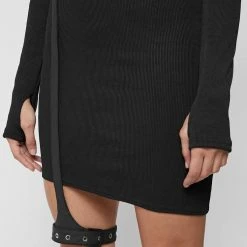 Woman Dresses Cut Out Suspender Dress - Black