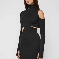 Woman Dresses Cut Out Suspender Dress - Black