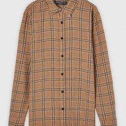 Man Shirts Distressed Check Shirt - Beige