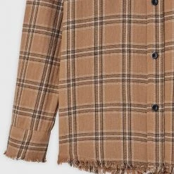 Man Shirts Distressed Check Shirt - Beige