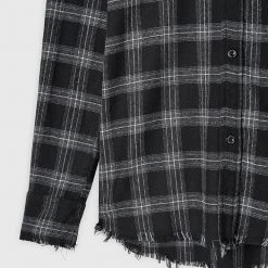 Man Shirts Distressed Check Shirt - Black
