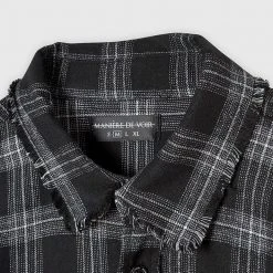 Man Shirts Distressed Check Shirt - Black