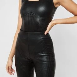 Woman Shorts Debossed Cycling Shorts - Black CO-ORDS