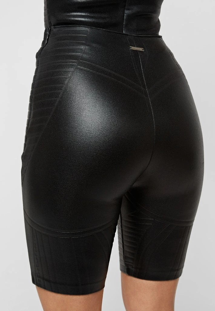 Woman Shorts Debossed Cycling Shorts - Black CO-ORDS