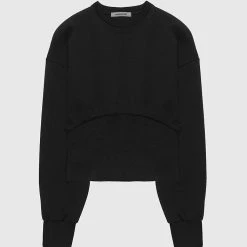 Woman Tops Deep Waist Neoprene Jumper - Black