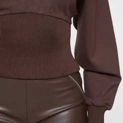 Woman Tops HOODIES & JUMPERS Deep Waist Neoprene Jumper - Brown