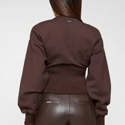 Woman Tops HOODIES & JUMPERS Deep Waist Neoprene Jumper - Brown