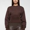 Woman Tops HOODIES & JUMPERS Deep Waist Neoprene Jumper - Brown