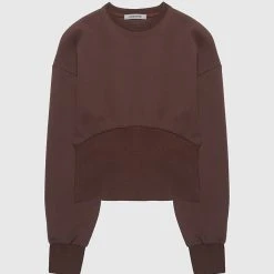 Woman Tops HOODIES & JUMPERS Deep Waist Neoprene Jumper - Brown