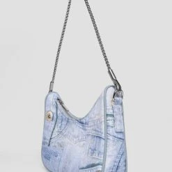 Woman Accessories Denim Print Shoulder Bag - Blue