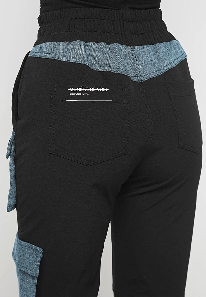 Woman Trousers CARGO PANTS & JOGGERS Denim Patch Cargo Pants - Black