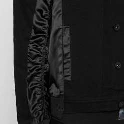 Man Jackets Ruched Satin Denim Jacket - Black