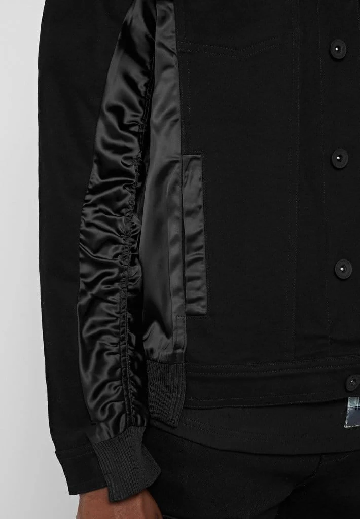 Man Jackets Ruched Satin Denim Jacket - Black