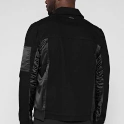 Man Jackets Ruched Satin Denim Jacket - Black