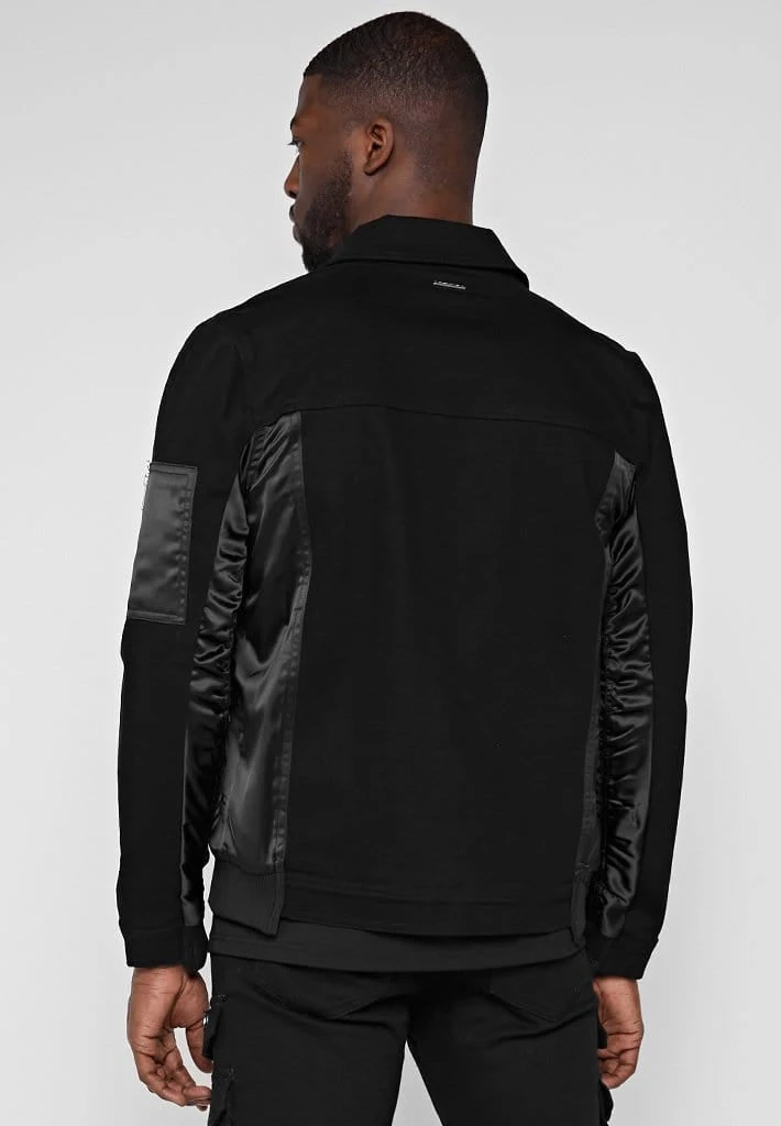 Man Jackets Ruched Satin Denim Jacket - Black