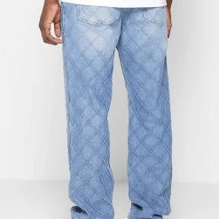Man Denim Diamond Denim Jeans - Stonewash Blue
