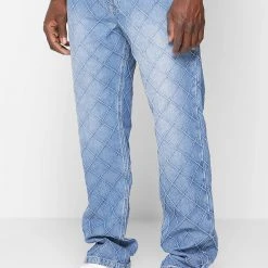 Man Denim Diamond Denim Jeans - Stonewash Blue