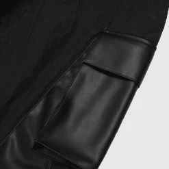 Woman Trousers CARGO PANTS & JOGGERS Dipped Waist Crinkled Nylon Cargo Trousers - Black