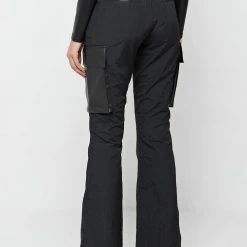 Woman Trousers CARGO PANTS & JOGGERS Dipped Waist Crinkled Nylon Cargo Trousers - Black