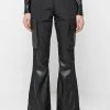 Woman Trousers CARGO PANTS & JOGGERS Dipped Waist Crinkled Nylon Cargo Trousers - Black