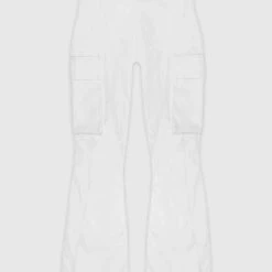 Woman Trousers CARGO PANTS & JOGGERS Dipped Waist Crinkled Nylon Cargo Trousers - White