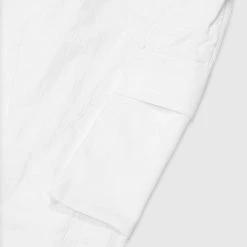 Woman Trousers CARGO PANTS & JOGGERS Dipped Waist Crinkled Nylon Cargo Trousers - White