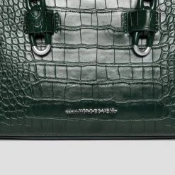 Woman Accessories Dipped Handle Vegan Croc Tote Bag - Forest Green