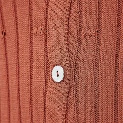 Woman Tops Distressed Knitted Longline Cardigan - Rust