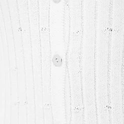 Woman Tops Distressed Knitted Longline Cardigan - White TOPS & T SHIRTS