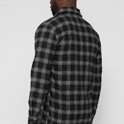 Man Shirts Distressed Check Shirt - Black
