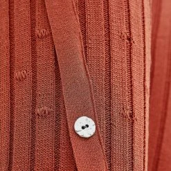 Woman Leggings Distressed Knitted Leggings With Button Detail - Rust