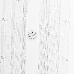 Woman Leggings Distressed Knitted Leggings With Button Detail - White