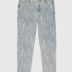 Woman Denim Distressed Mom Jeans - Ecru