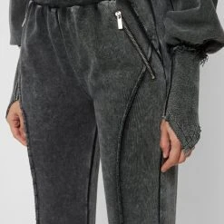 Woman Tracksuits Distressed Oversized Joggers - Washed Black