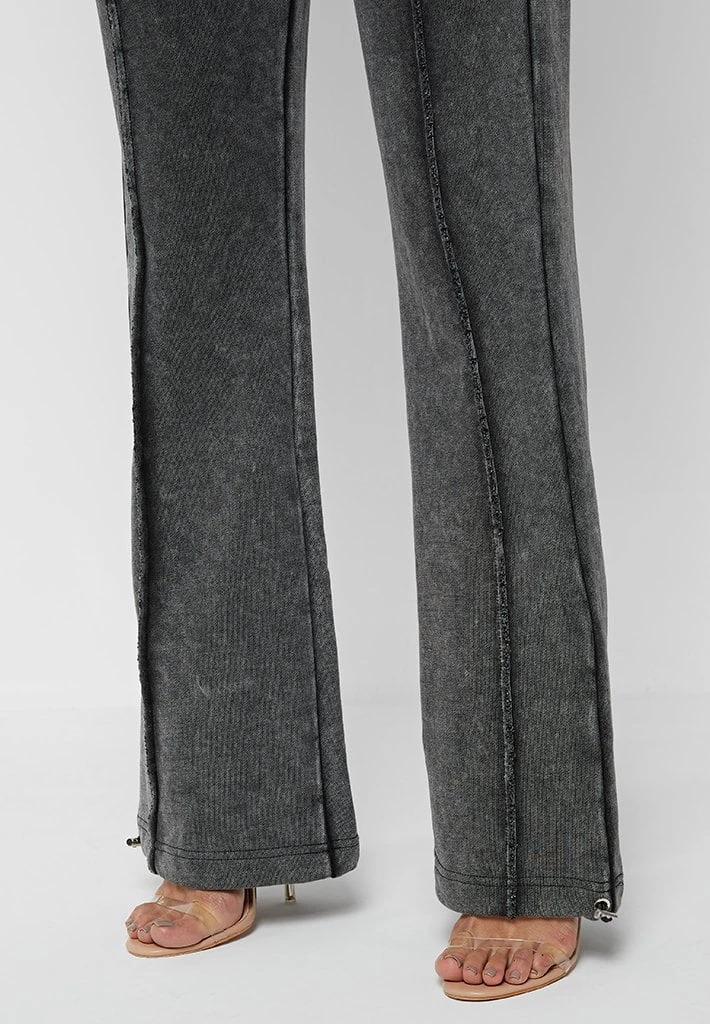 Woman Tracksuits Distressed Oversized Joggers - Washed Black