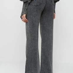 Woman Tracksuits Distressed Oversized Joggers - Washed Black