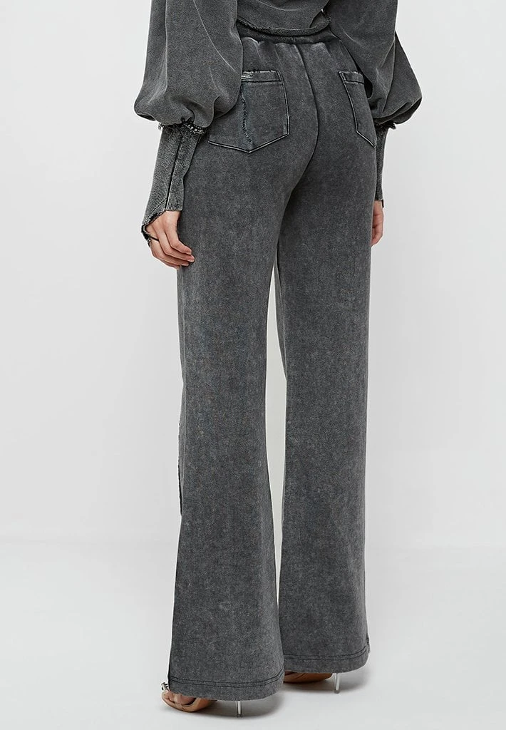 Woman Tracksuits Distressed Oversized Joggers - Washed Black