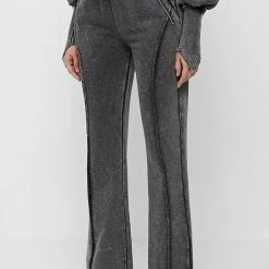 Woman Tracksuits Distressed Oversized Joggers - Washed Black
