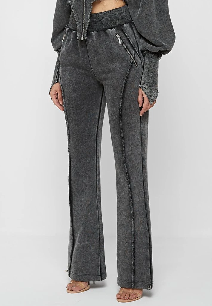 Woman Tracksuits Distressed Oversized Joggers - Washed Black