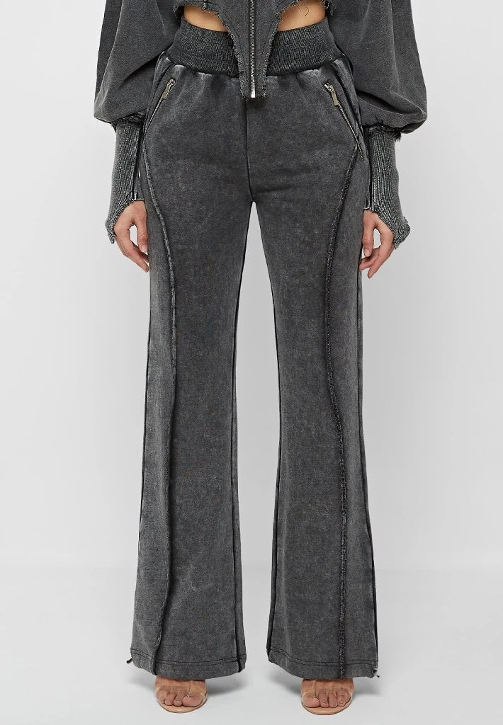 Woman Tracksuits Distressed Oversized Joggers - Washed Black