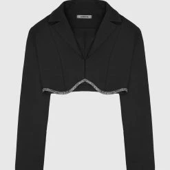 Woman Jackets CO-ORDS Embellished Cropped Blazer - Black